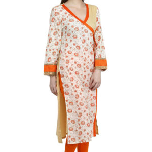 Off White Anghrakha Style Cotton Kurti