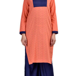 Blue and Salmon Readymade Kurti and Palazzo Set