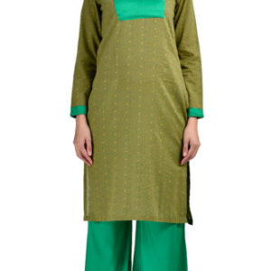 Green and Sea Grean Rayon Readymade Kurti and Palazzo Set