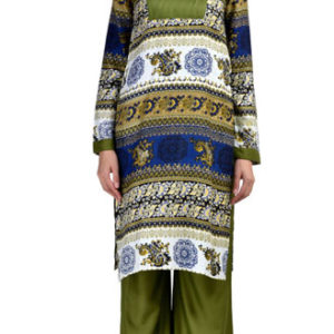 Multicolor and Green Rayon Readymade Kurti and Palazzo Set
