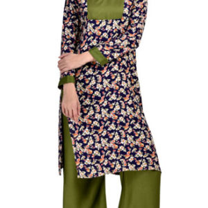 Multicolor and Green Rayon Readymade Kurti and Palazzo Set