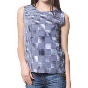 Blue Poly Crepe Top