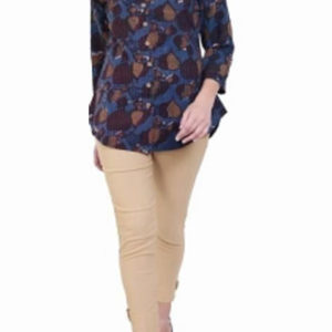 Blue & Brown Rayon Long Top