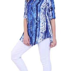 Blue Printed Rayon Long Top