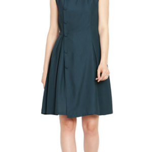Girls Olive Green Moss Crepe Pleated Dress