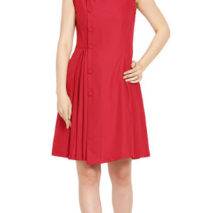 Girls Maroon Moss Crepe Pleated Dress